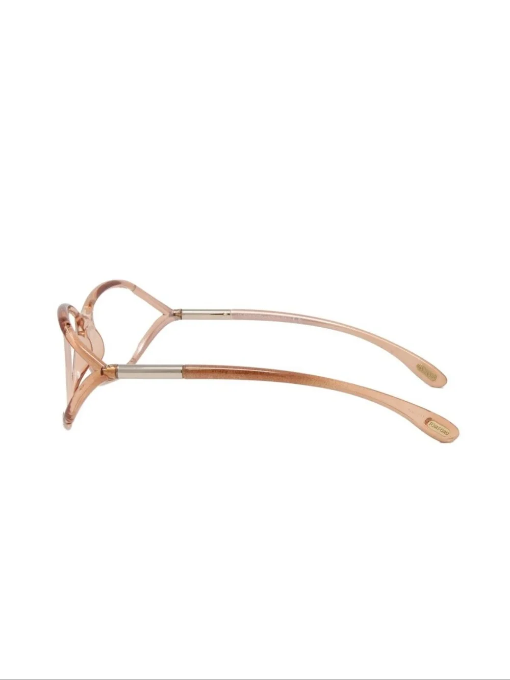 Tom Ford Peach-Tone Acetate Round Women's Optical Glasses Eyewear